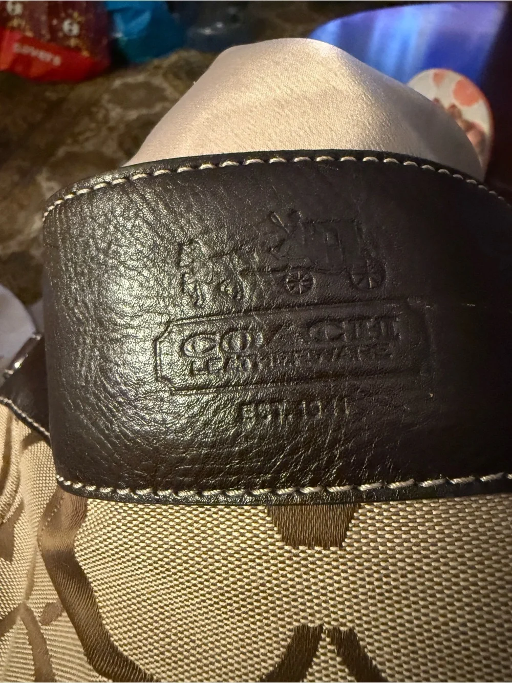 Coach Khaki and Brown Signature Canvas Shoulder Bag - Picture 4 of 9
